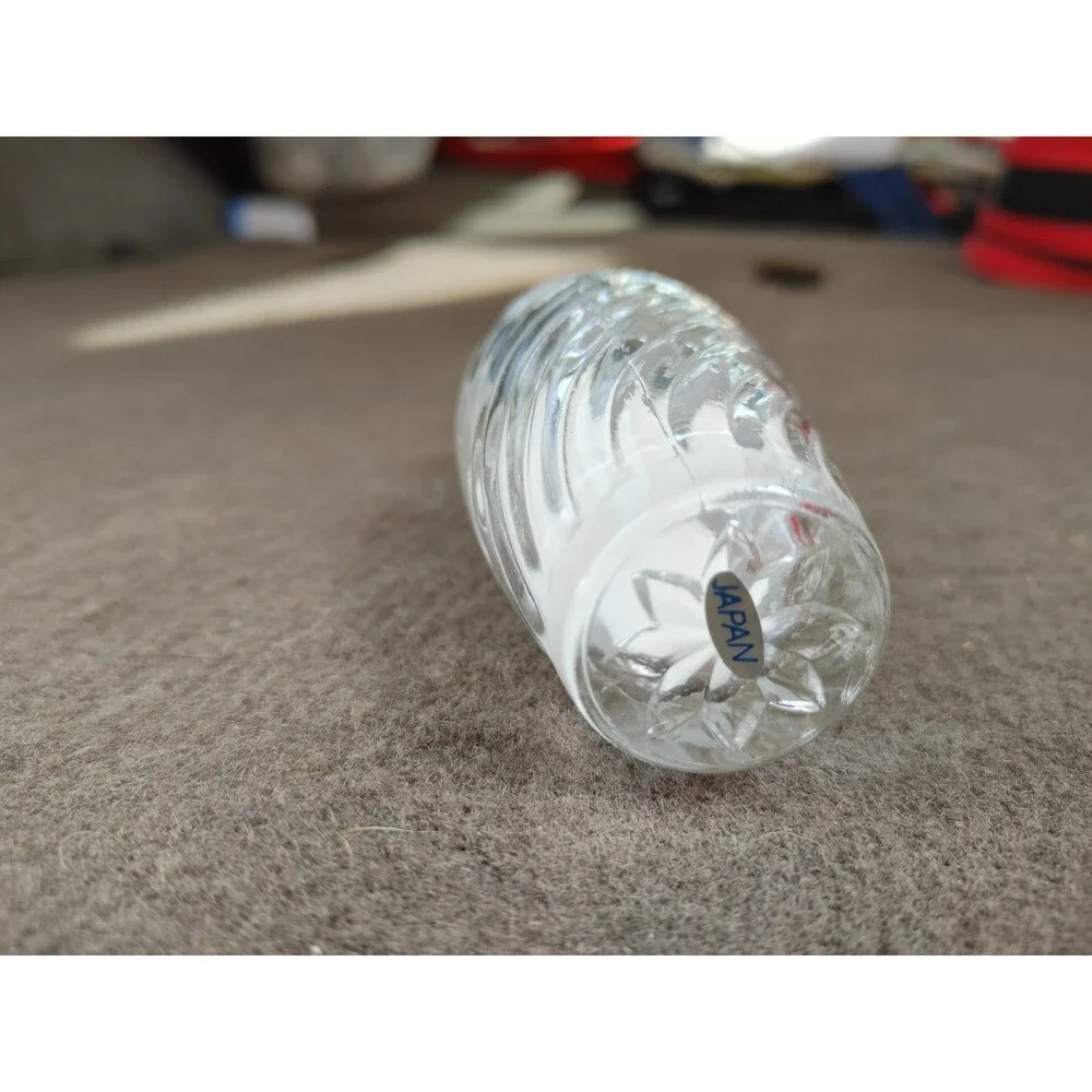 Vintage Japanese Clear Glass Swirl Design Round Salt & Pepper Shakers (202)